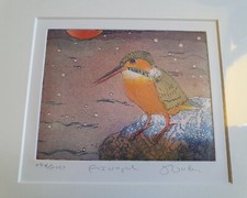 Eisvogel eine Farbradierung