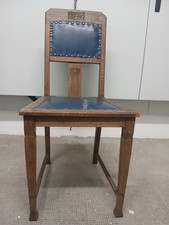 Holz Stühle Eiche Jugendstill, Braun, Rücken, Ledersitz, Schnitzereien