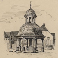 Ortsansicht mit Brunnenhaus