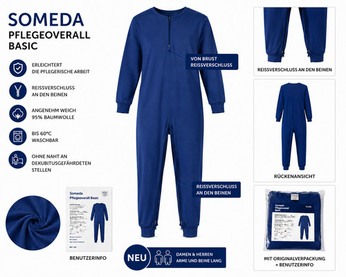 Pflegeoverall basic blau - pflegeoverall,