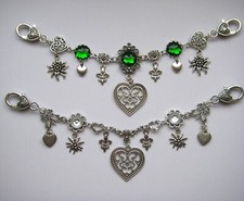 Oktoberfest Charivari Kette Dirndlschmuck Klar / Grün Herz Edelweiß  Lilie Wasen
