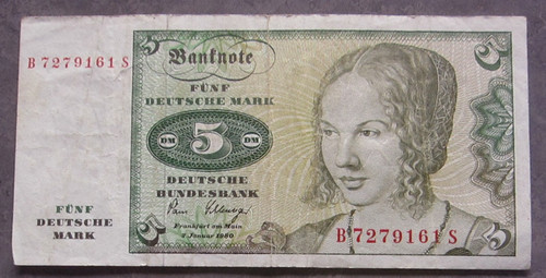Geldschein 5dm deutsche mark - geldschein,,