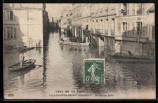 Villeneuve-Saint-Georges, Crue de la Seine, La Rue de Paris, Ansichtskarte 