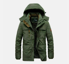 Herren Winterjacke Outdoor Jacke Warm Gefüttert Wasserdichte Parka Armee Mantel
