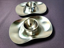 2er Set Edelstahl Eierbecher Wilhelm Wagenfeld Für WMF Rechteckig Mid Century