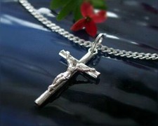 Kreuz Anhänger Silber 925 echt Sterlingsilber Kreuz Kette 50 - 60 cm massiv sh69