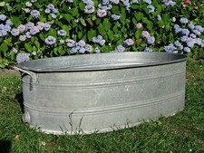 ALTE ZINK PFLANZ - GARTEN - WANNE WOHL UM 1960 / ca. 90 LITER MIT ABLAUF / W 06