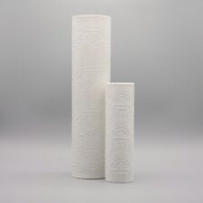 Cuno Fischer Rosenthal Studio-Line Matte Bisque Porcelain Vase Duo Op-Art Relief