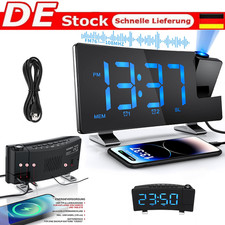 LED Funk-Radiowecker Projektionswecker Radiowecker mit USB-Anschluss Wecker+