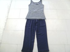 ♦NEU♦2 tlg. Set♦Sommerhose♦Haremshose♦TankTop♦Viskose♦Navyblau♦Weiß♦S♦36/38