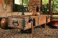 Truhe Couchtisch Holz massiv Wohnzimmertisch Truhentisch Kiste Vintage shabby