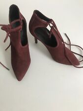 Luxus sexy neue Wild Echtleder Pumps Highheels 36, Weinrot mit Schnüren