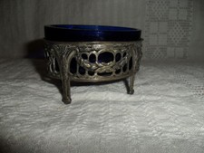 antike Viktorianische Saliere kobaltblaues Glas Löwe Schliff im Glas