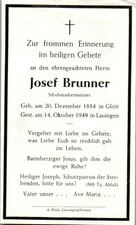 Sterbebild Josef Brunner 1949 Lauingen Donau Dillingen Schwaben