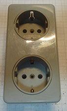 Berker Doppelsteckdose Minikombi Steckdose 2x 21566 Rahmen 21659 grau