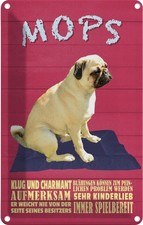 Blechschild 18x12 cm Mops Hund