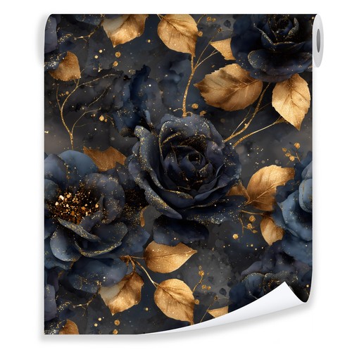 Vliestapete blumen schwarz - vliestapete,