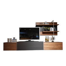 Die Hausmarke Wohnwand Media Design 5800001-343 Raucheiche Massiv 