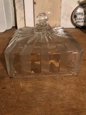 Alte quadratische Glashaube aus Pressglas, Glasglocke Antik, Shabby chic