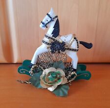 Deko Schaukelpferd Holz Nostalgie Dekoration Weihnachten weiß Pferd