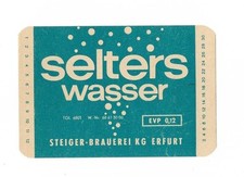 AFG DDR Etikett Selterswasser Steiger-Brauerei KG Erfurt (P1)