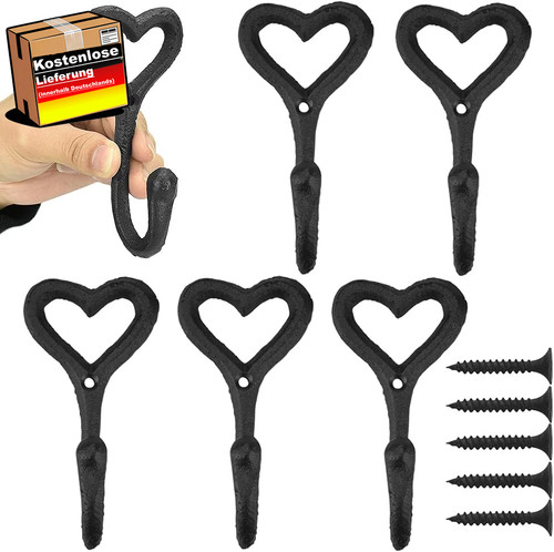 Kleiderhaken herz 5er - herz, set