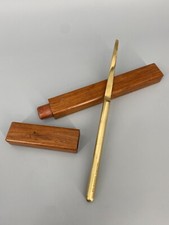 * BRIEFÖFFNER VEREINIGTE WERKSTÄTTEN MESSING MIT HÜLLE AUS TEAK VINTAGE