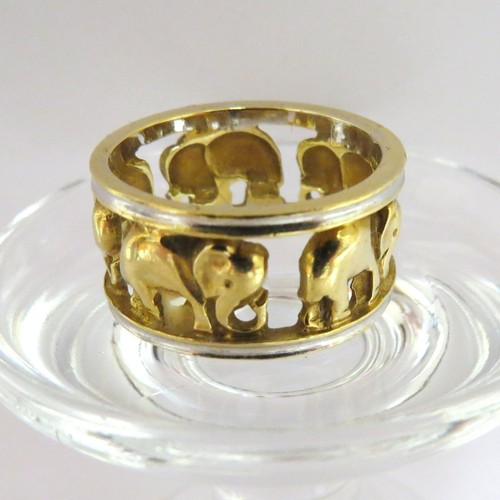 Goldring schreitende elefanten - schreitende,