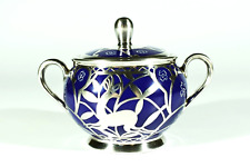 DEUSCH 50s Silber Overlay Porzellan (für Mokkaservice) Zuckerdose ° US Zone °°