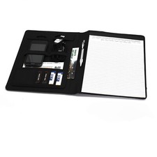 Schreibmappe A4 Dokumentenmappe Aktenmappe Konferenzmappe schwarz mit Notizblock