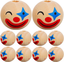Clown Holzperlen mit Gesicht 20mm 10 Stück für DIY Basteln Armband Deko