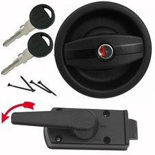 Türschloss Schloss Wohnwagen Wohnmobil Caravan rund schwarz rechts komplett 