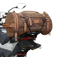 Motorrad Hecktasche Vintage 25L Canvas Rucksack Gepäckrolle braun gebraucht