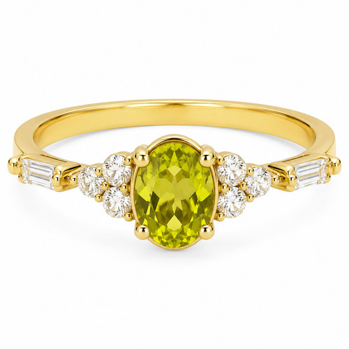 Ring gold grüner - stein, damen