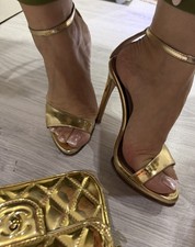 High heels leder gold zara - heels,