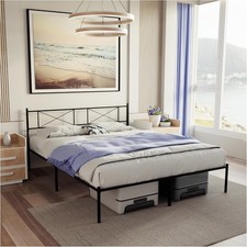 Dreamzie Bettgestell 160x200 mit Lattenrost Metallbett Kopfteil 35cm hoch