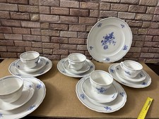 Bavaria blaue Rose Motiv Kaffeetasse Tasse Porzellan  Alt Antik 5 Personen 16tlg