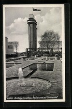 Ansichtskarte Essen, Reichsgartenschau, Radioturm mit Brunnenhof 1943 