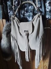 Tasche Leder,Calezione Alessandro, hochwertig mit Franzen und Fuchsschwanz groß