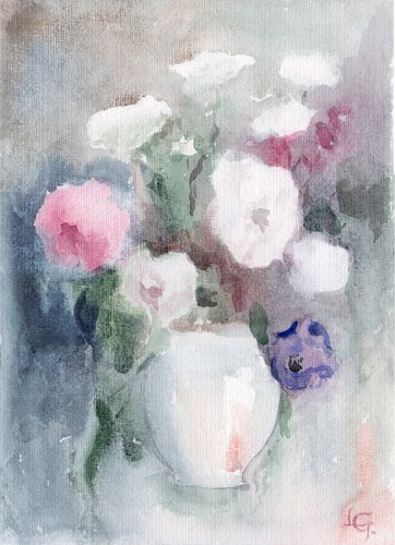 Blumen weisser vase - in,