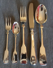 Robbe & Berking Spaten Besteck massiv versilbert 150, 5 tlg. Menübesteck TOP!