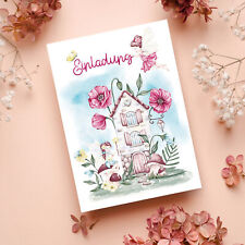 10 Einladungskarten Fee Feen Aquarell Kindergeburtstag Geburtstag Mädchen Taufe