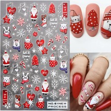 3x Cartoon Nagel Sticker Weihnachten Selbstklebend Aufkleber Nail Art Dekorati И