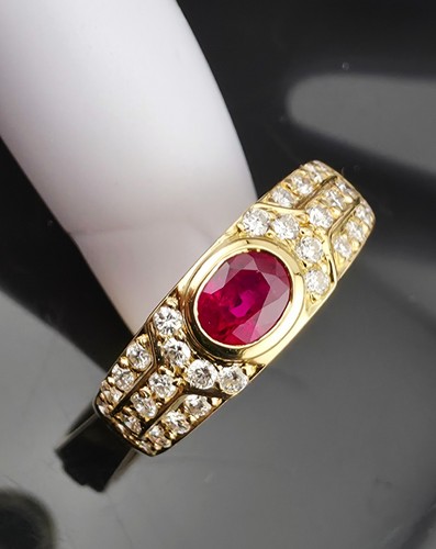 Ring gold 750 rubin diamanten - 750,