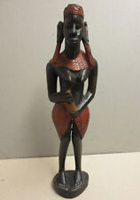 Massai Frau Holzfigur Afrika Kunst Handarbeit, 31 cm groß