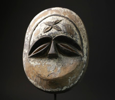 Afrikanische Punu Maske Holz geschnitzt Kaolin Stern Narbe weiß Gesicht Stamm...