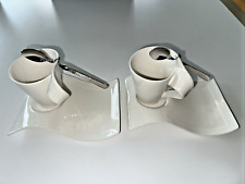 Kaffee-Set 2x Villeroy & Boch NewWave Tasse mit Unterteller u. 2x V&B Löffeln