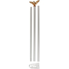 Fahnenstange Alu weiß mit Halterung 180 cm Fahnenmast mit goldfarbenen Adler