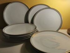 Thomas Porzellan 9 Kuchenteller wie Rosenthal Form Gala 2000 Dekor grau ca 18cm