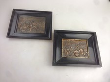 Antik 2 Bilder Kupfer Relief